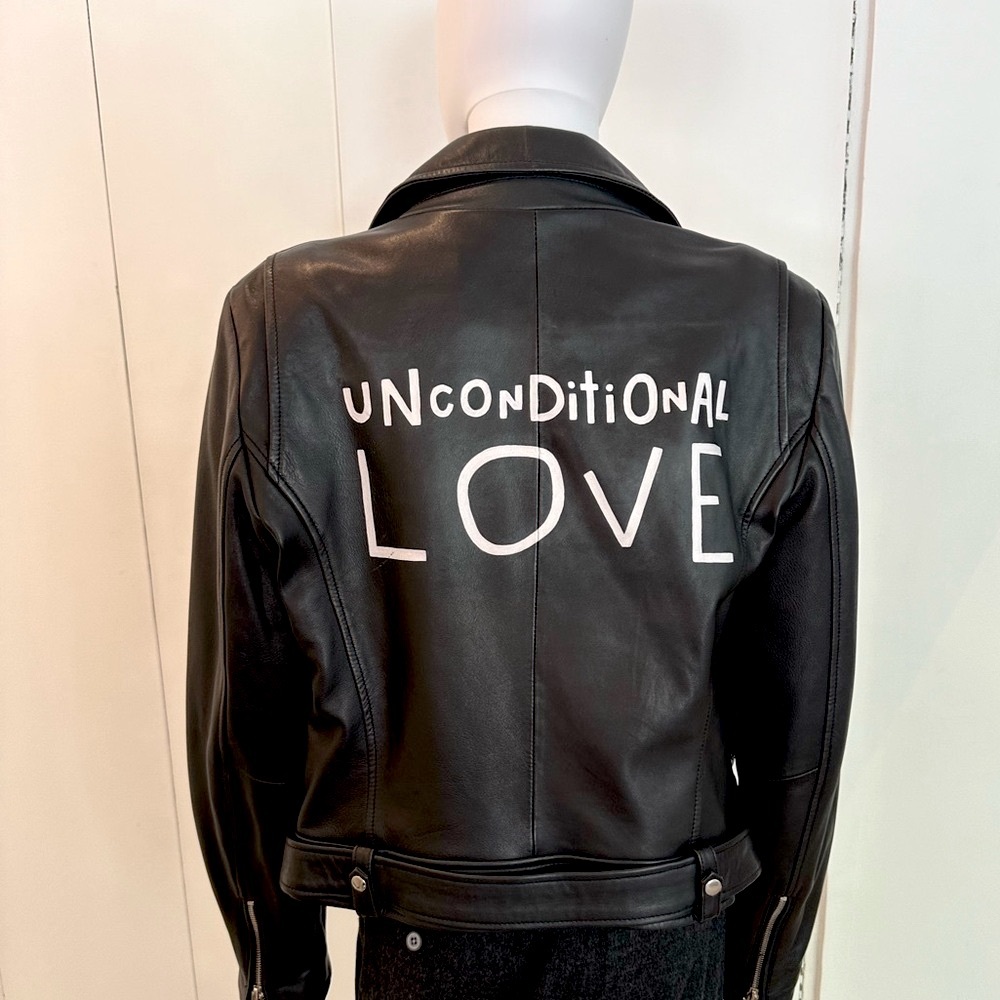 Leather Motorcycle Jacket by Artist CHELSEA  LEIFKEN / "UNCONDITIONAL LOVE”